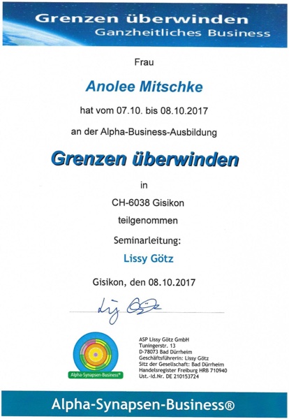 ASP Zertifikat — Alpha-Lehrerin nach Lissy Götz